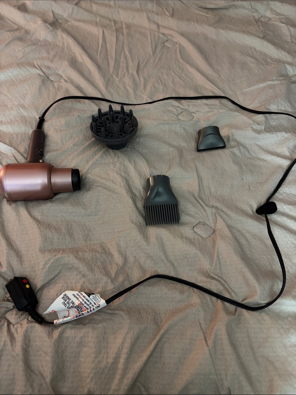 Dyson-Style Rose Gold Hair Dryer with 3 Styling Attachments